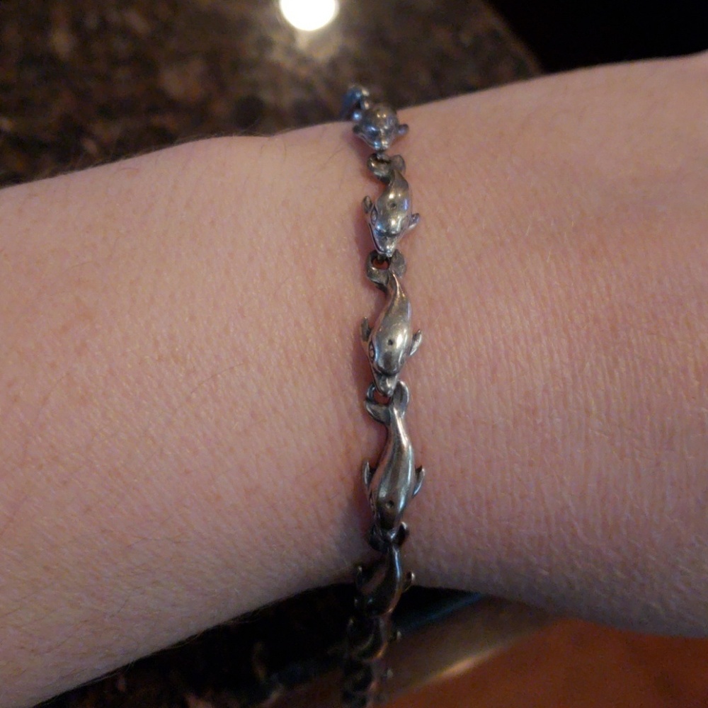 Vintage sterling silver dolphin bracelet